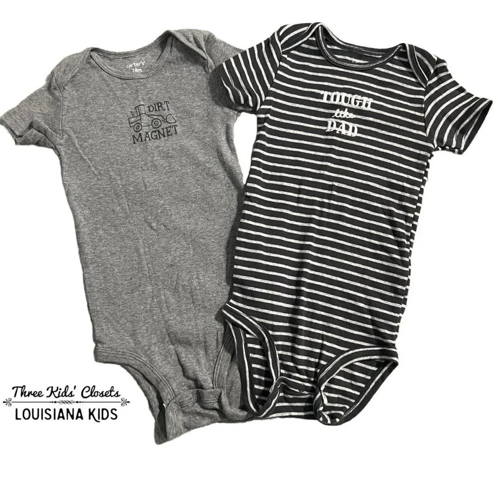 Carter's 24m Onesie Bodysuit Set Tough Like Dad & Dirt Magnet Construction